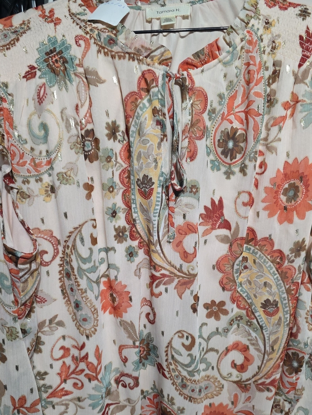 TAMARA H PRINT RUFFLE ACCENT TOP